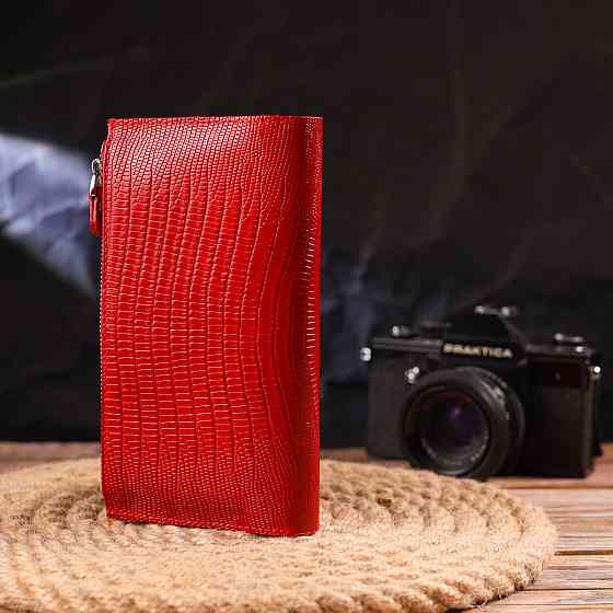 Красивый женский кошелек из натуральной фактурной кожи CANPELLINI 21646 Красный Киев