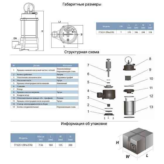 LEO Насос дренажный садовый 0.37кВт Hmax 42м Qmax 35л/мин LEO SPm37A (773251) Коломия