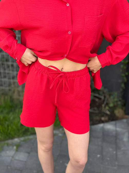 Костюм-трійка жіночий літній з шортами і брюками Червоний XL-XXL Харків - фото 4