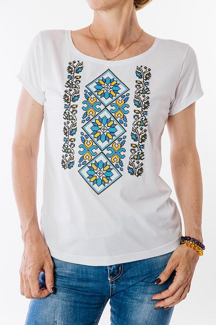 Вишиванка жіноча, біла, с коротким рукавом, топ Київ - фото 4