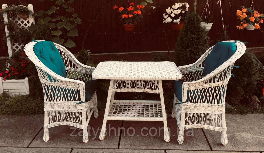 Плетені меблі білі з лози|  Комплект плетених білих меблів | меблі з лози на лоджію Київ - фото 6