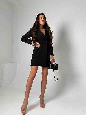 Женское базовое платье-пиджак на подкладке костюмка Черный, 42/44 Одесса