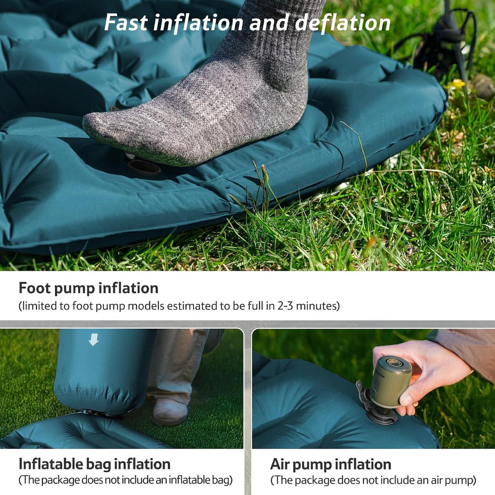 Матрац надувний подвійний Naturehike Double CNK2550WS019 FC01 з вбудованим ножним насосом (Синій) Вінниця - фото 7