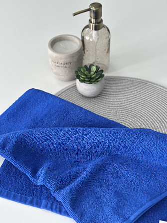 Комплект полотенец однотонных Ideal Textile 40х70+50х90+70х140 см 400 г/м2 (56860941) Синій Черновцы - изображение 4