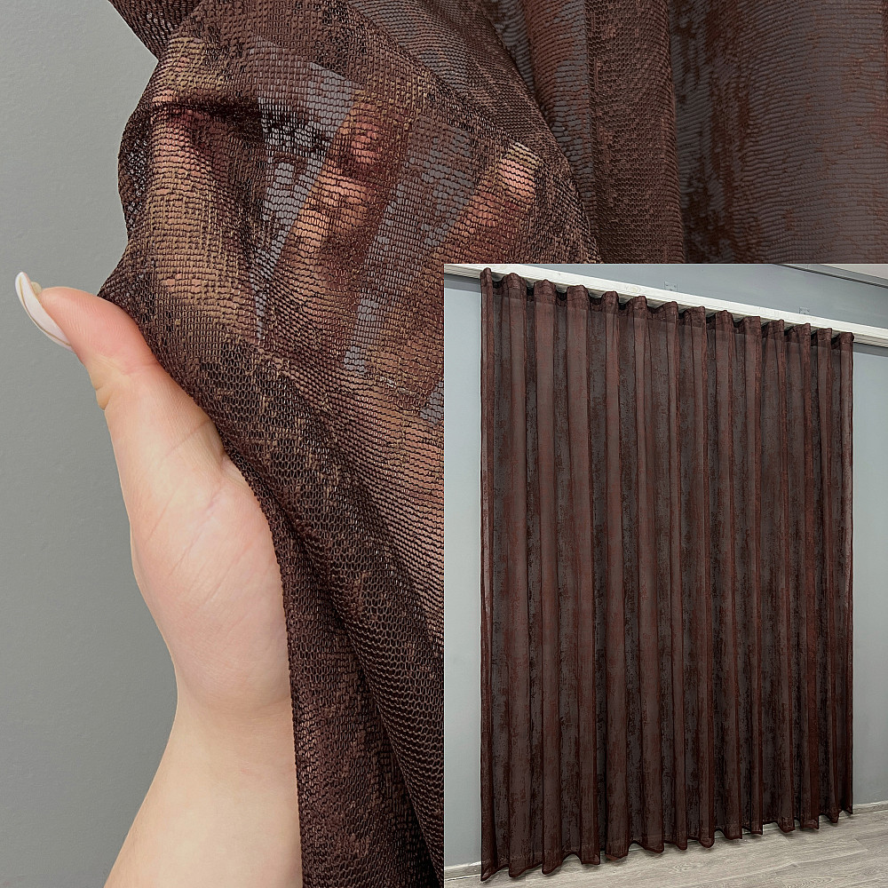 Тюль VR-Textil 1406т Мармур Жакард Шоколадний 400х270 см (42-1214) Київ - фото 1