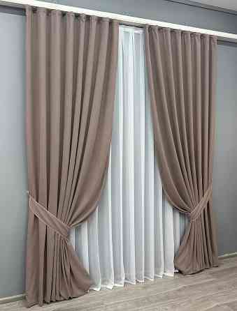Комплект готових штор VR-Textil Мікровелюр Petek № 1825ш Какао  100х290 см 2 шт (31-923) Київ