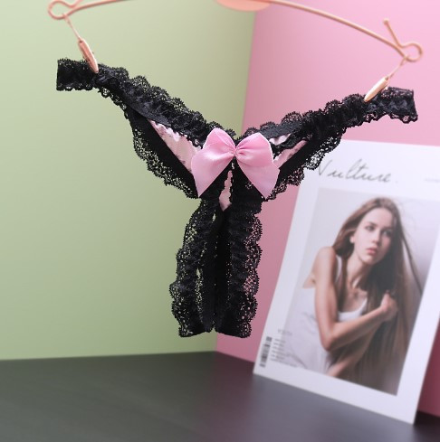 Еротичні трусики з розрізом унісекс рожево-чорні, розмір універсальний резинка до 92см Київ - фото 2