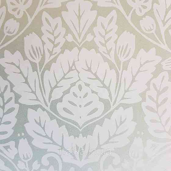 Шпалери вінілові на флізелін Caselio Mystery 0.53х10 м яскраві листя дубок білі на зеленому перламутрі Київ