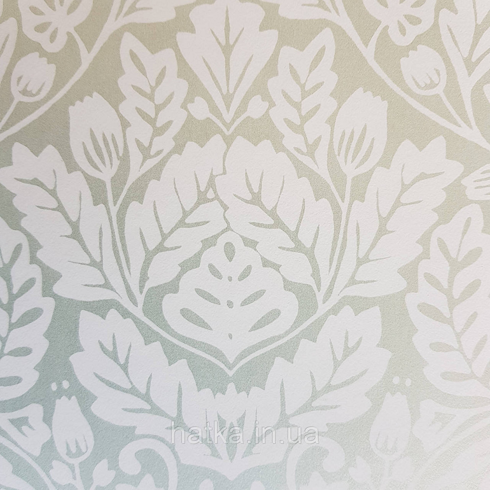 Шпалери вінілові на флізелін Caselio Mystery 0.53х10 м яскраві листя дубок білі на зеленому перламутрі Київ - фото 5
