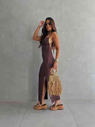 Женское романтичное элегантное платье с открытой спиной турецкое вискоза Шоколад, 42/44 Одесса