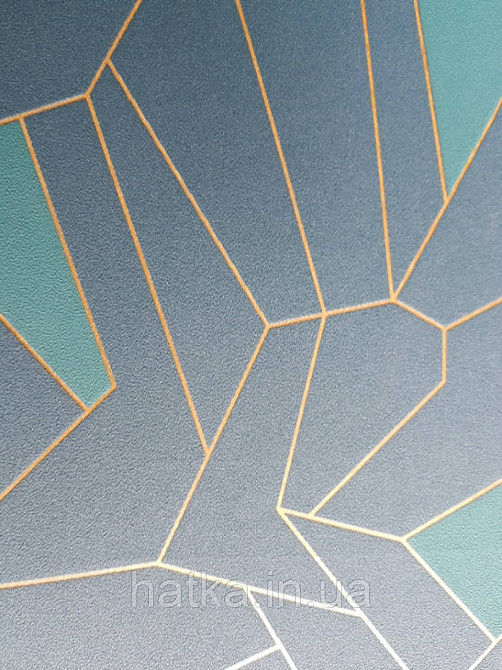 Шпалери вінілові на флізелін AS creation New-life геометрія абстракція смуги золотом фігури сині бірюзові Київ - фото 5