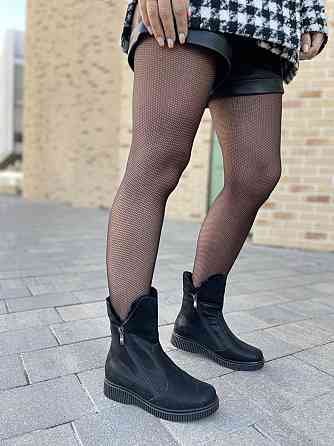 Vesna Жіночі черевики VESNA чорні натуральна шкіра-сатин висота 15,5см (2440) Коломыя