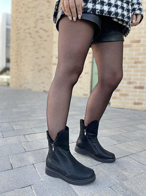 Vesna Жіночі черевики VESNA чорні натуральна шкіра-сатин висота 15,5см (2440) Коломыя - изображение 1