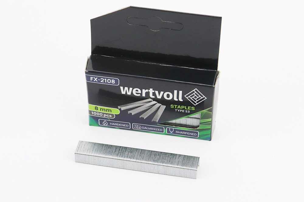 Скоби загартовані 8мм/11,3x0,75мм, R53, к-кт 1000шт FX-2108 Київ - фото 1