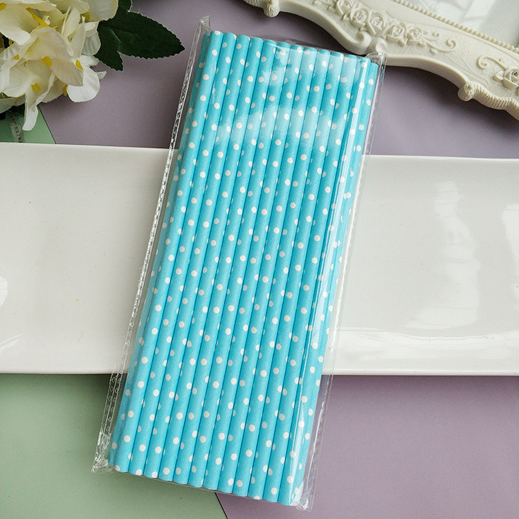 Коктейльні трубочки у горошок 25 штук 20 см блакитно-білий Київ - фото 4