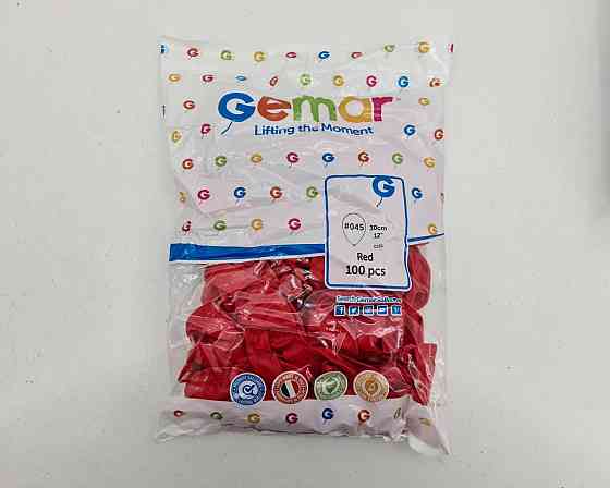 Повітряні кульки пастель червоні 12" (30 см) 100 шт Gemar (1 пач.) Харків