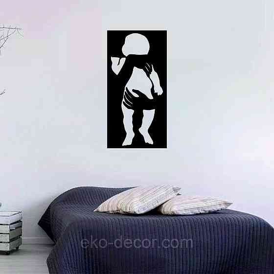 Декоративное настенное Панно «Дитя», Декор на стену 90*45 см, Черный Киев