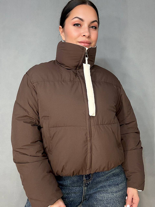 Куртка женская Fashions 87265 короткая с подвесом на бегунке демисезонная коричневая, коричневый, M Киев - изображение 15