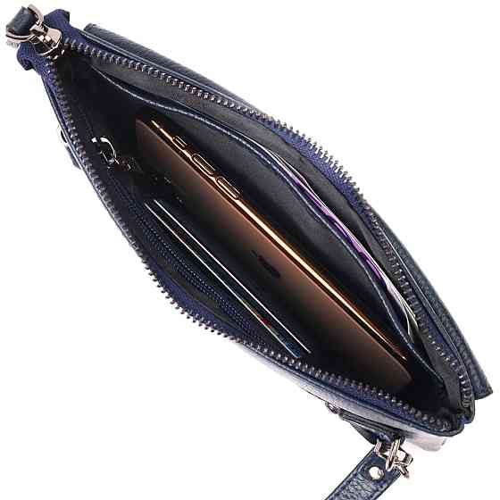 Оригінальний чоловічий клатч із натуральної шкіри Синій (CANPELLINI) Київ