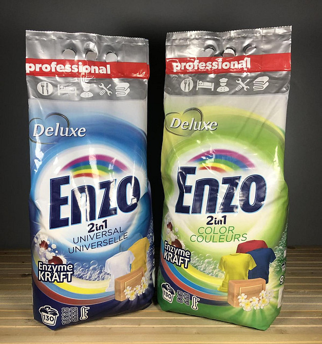 Пральний порошок Enzo 2в1 Deluxe Professional — 130 прань, Color / Universal, з ензимами Київ - фото 1