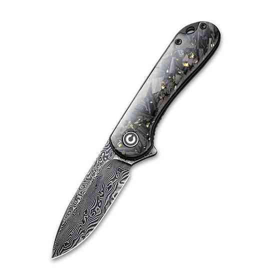 Ніж складаний кишеньковий Civivi Elementum, (7.5 см) Damascus / Carbon Fiber сірий Київ