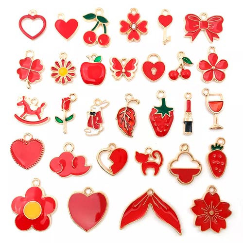 Набір підвісок емальованих 100шт, шарми шармики, Змішаний, червоний Вінниця - фото 1