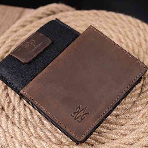 Надійна обкладинка з вінтажної шкіри на військовий квиток Тризуб ЗСУ GRANDE PELLE 16752 Коричнева Київ