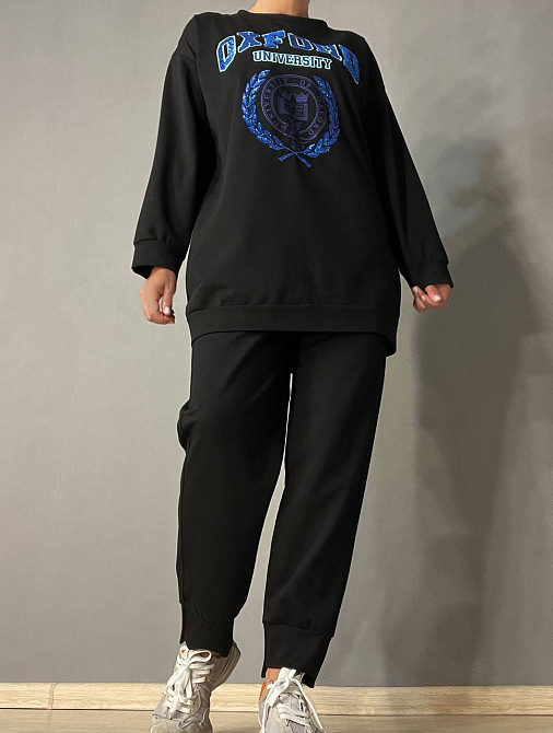 Костюм женский LSK 6011-5539 свитшот с вышивкой Oxford и джогерами черный, черный, L Киев - изображение 6
