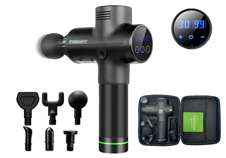Масажний пістолет EasyFit Percussio (портативний перкусійний вібромасажер для тіла з 6 насадками) Коломия - фото 1