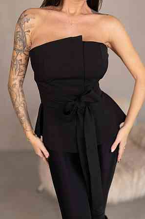 Женский стильный привлекательный корсет из плотной ткани креп костюмка чорний, 42 Одесса