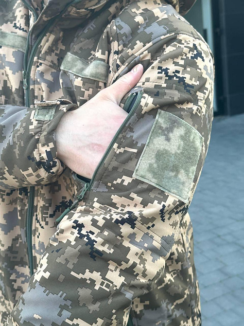 Осенняя водоотталкивающая и ветрозащитная куртка пиксель Softshell тактическая куртка для военнослужащих   WAR Львов - изображение 8