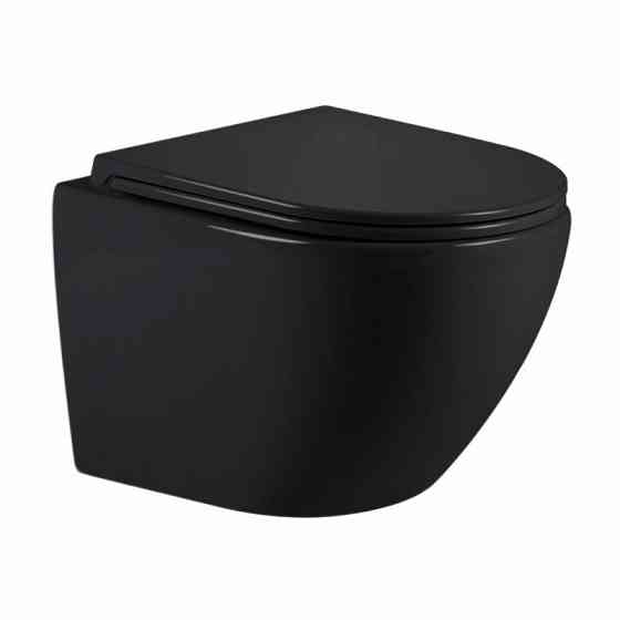 Унитаз подвесной Qtap Jay Ultra Quiet 485х360х320 мм, Matt Black, сиденьем Slim Duroplast/ Soft-close/ Quick Relase QT07335177MB Киев