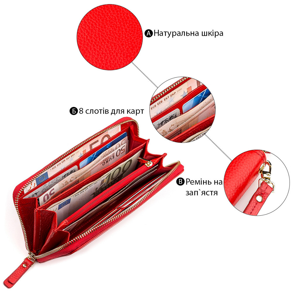Кошелек женский Boston 18464 (S4001B) из натуральной кожи Красный Киев - изображение 3