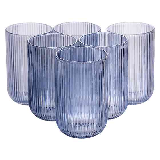 Yiwu Набір склянок 6 шт скляні склянки 400 мл Блакитний HP7113BL Киев