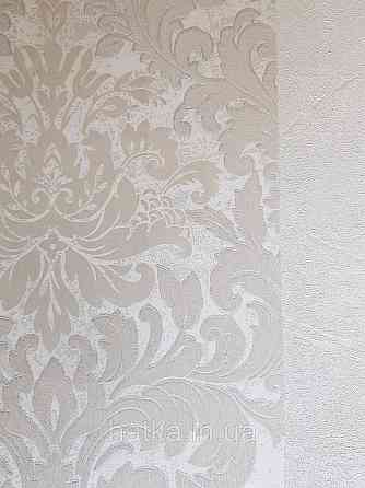 Шпалери метрові вінілові на флізелін Marburg Villa Romana класичні вензелі завитки бежеві білі срібло Київ