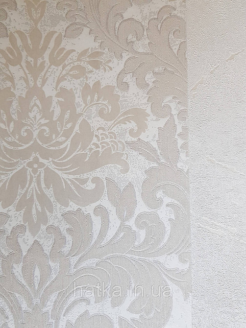 Шпалери метрові вінілові на флізелін Marburg Villa Romana класичні вензелі завитки бежеві білі срібло Київ - фото 3