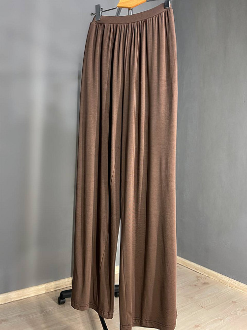 Брюки женские A-N 25060 палаццо на резинке с карманами тонкие свободные, коричневый, one size Киев - изображение 16