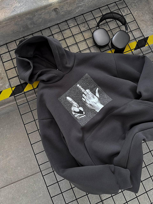 Жіноча молодіжна утеплена оверсайз худі з накатом трьохнитка на флісі Одеса - фото 3