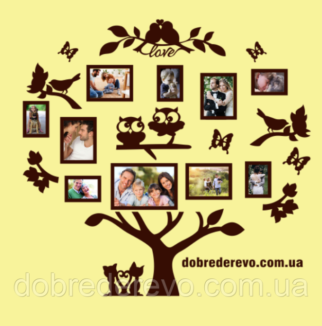 Родовое дерево на 10 фотографий / Родине дерево/ фоторамка / Родовое дерево/ композиция / коллаж / подарок Вижница - изображение 5