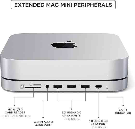 SATECHI док-станція для Mac mini, концентратор для M.2 SATA SSD, підставка для M1, M2, M2 Pro, Mac Studio, хаб З кришкою Київ