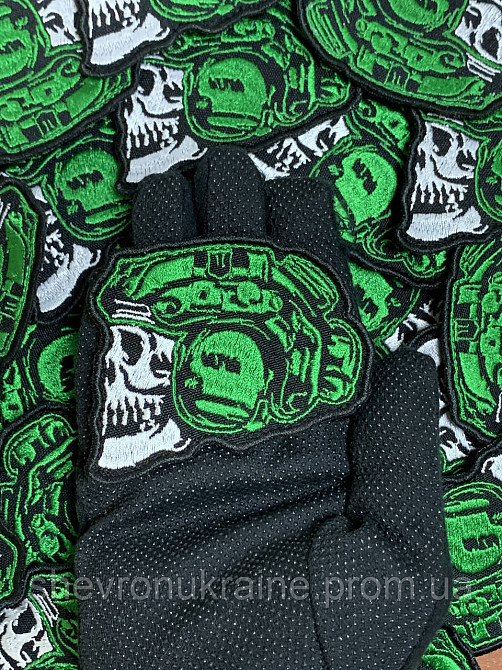 Шеврон Череп в каске (Форма контурная. На липучке) Размер 7x8см Киев - изображение 6