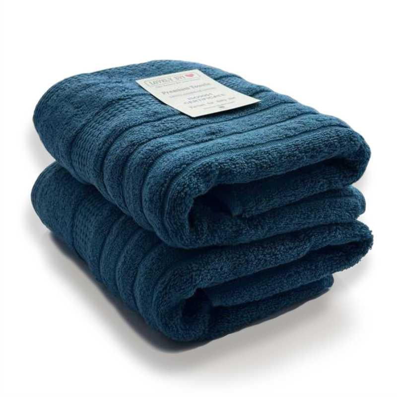 Набір 2 жакардові рушники Lovely Svi для ванної, готелів, СПА, на подарунок, 50× 90 см Oxford Stripe Navy Blue (451124) Київ - фото 7