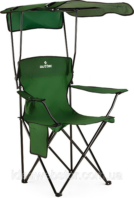Крісло туристичне розкладне Outtec Sun XXL з дашком зелений Київ - фото 1