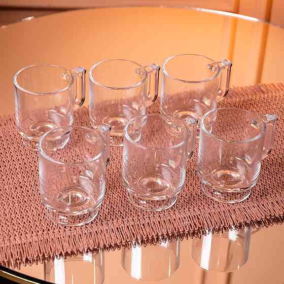 Набор чашек 6 шт для чая и кофе Goblet по 300 (мл) кружки стеклянные Прозрачный HP-19-L6 SBR Киев