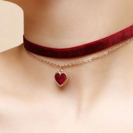 Чокер двойной бордовый бархатный Сердце Киев - изображение 1