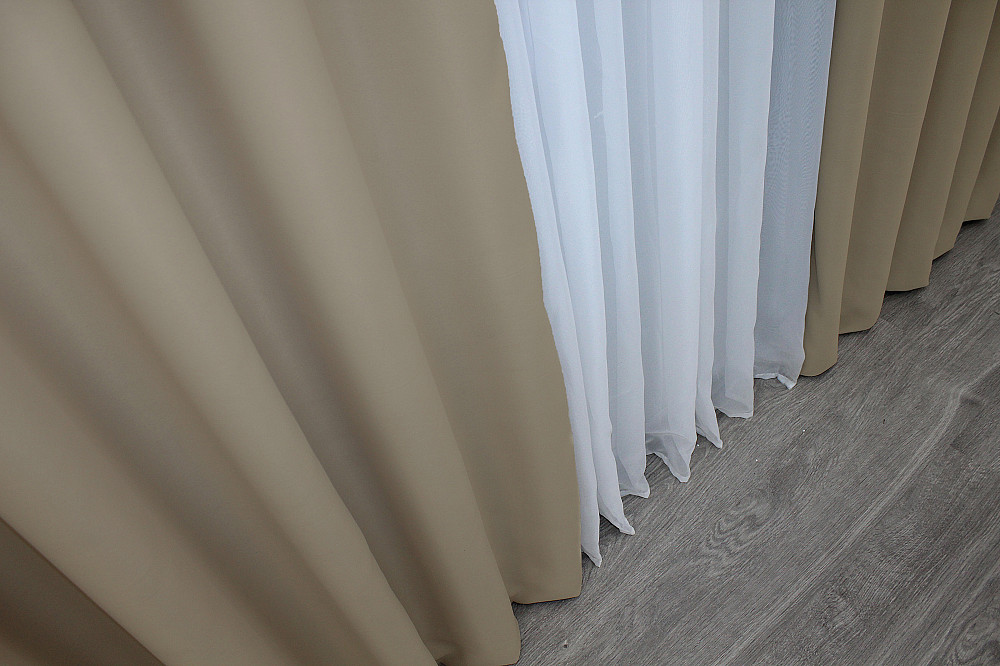 Комплект готових штор VR-Textil Блекаут Midnight № 1230ш Темний бежевий 150х290 см 2 шт (33-0069) Київ - фото 7