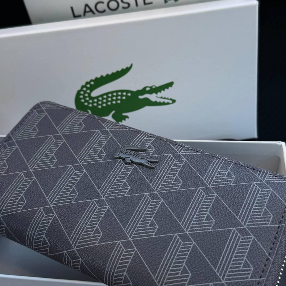 Мужской брендовый кошелек Lacoste (А7) серый Киев - изображение 7