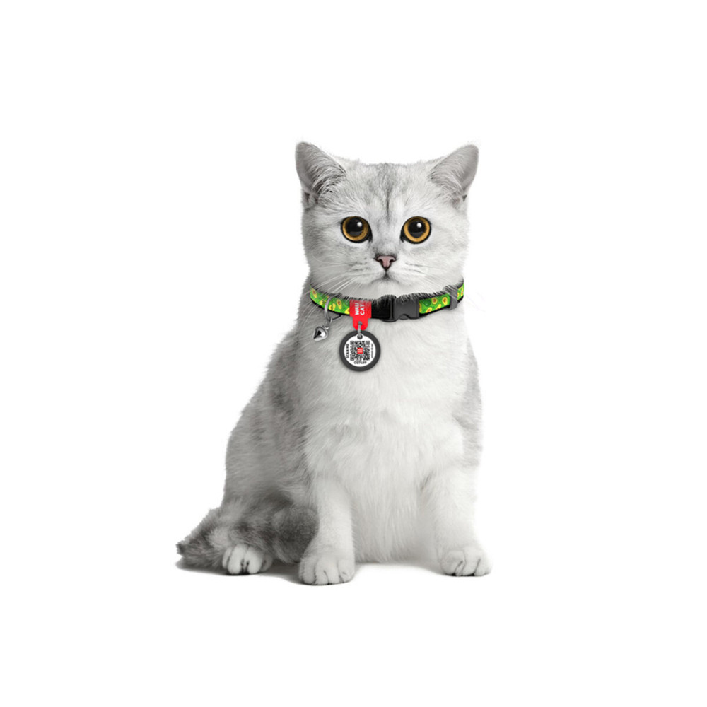 Ошейник для кошек нейлоновый WAUCAT Nylon с QR паспортом, рисунок 