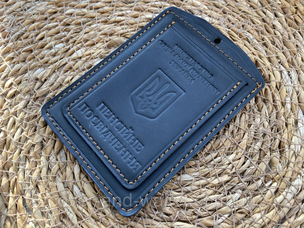 Шкіряна обкладинка на пенсійне посвідчення на два відділення GP Київ - фото 1