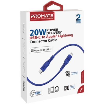 Дата кабель USB-C to Lightning powerline-ci120.blue Promate (powerline-ci120.blue) Вінниця - фото 2